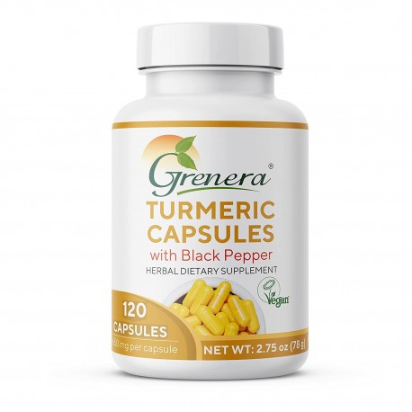 Grenera Turmeric with Black Pepper ( 120 Veg Capsules ) 650 mg each