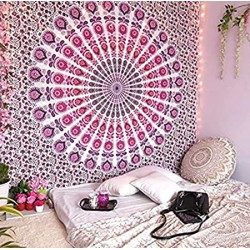 Indian Mandala Wall Hanging Tapestry  (Pink, 54 X 84 Inches , Twin, Abstract )