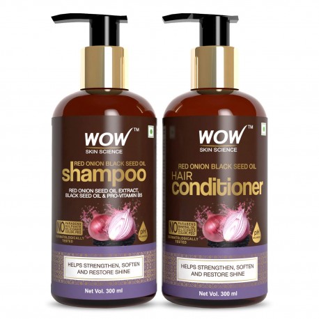 WOW Skin Science Red Onion Black Seed Oil Shampoo & Conditioner Kit 600ml