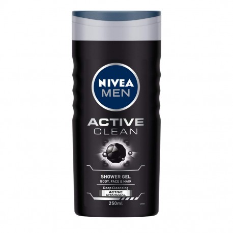 Nivea Men Body Wash, Active Clean with Active Charcoal - 250ml