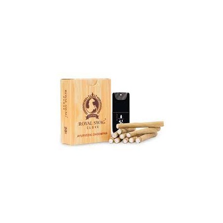 Royal Swag Combo pack of Ayurvedic & Herbal Long Bidi Smoke (20 Each) & Shot Liquid Spray 12ml Clove  (Pack of 2)