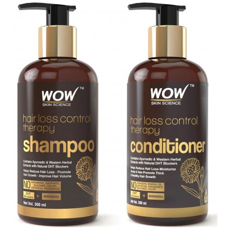 Wow Skin Science Hair Loss Control Therapy Shampoo (300ml) - Hair Loss Control Therapy Conditioner (300ml) Combo