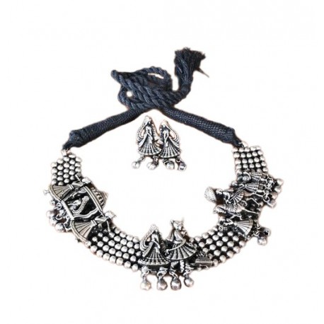 Jewellery Antique German Silver Oxidised Plated Tribal Cotton Thread Jewellery