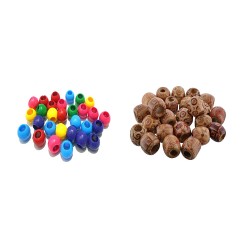 Plastic Multicolor Beads Round & Wooden Beads (12mm)
