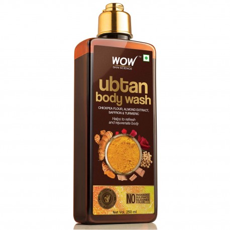 Wow Skin Science Ubtan Body Wash with Chickpea Flour, Almond Extract, Saffron & Turmeric 250ml