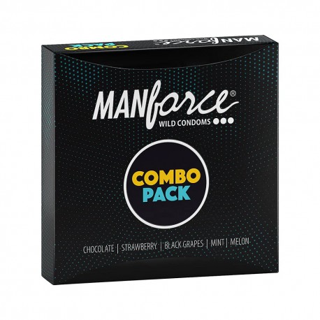 Manforce Combo Pack (Chocolate, Strawberry, Coffee, Black Grapes, Melon Condom) - 20 Pcs