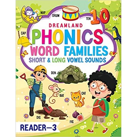 Dreamland Phonics Reader Book 3 for Children - Word Families Short & Long Vowel Sounds, Age 3 -10 Years