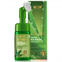 WOW Skin Science Aloe Vera Foaming Face Wash With Built-In Face Brush For Deep Cleansing 100ml