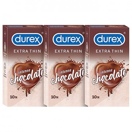 Durex Extra Thin Intense Chocolate Flavoured Condoms For Men -10s (Pack of 3)