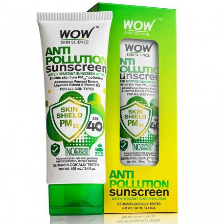 Wow Anti Pollution SPF40 Water Resistant No Parabens & Mineral Oil Sunscreen Lotion 100ml