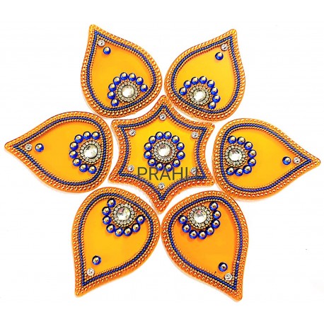 Prahill Designer Acrylic Rangoli Flower Shape (Set of 7 pcs)