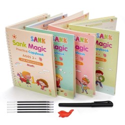 Sank Magic Practice Copybook (4 BOOK + 10 REFILL+ 2 Pen +2 Grip)