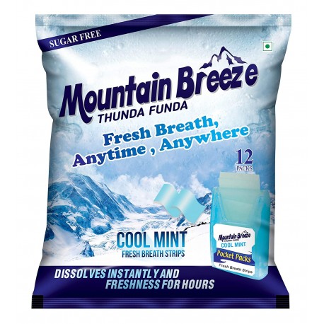 Mountain Breeze Sugar-Free Coolmint Fresh Breath Strips - 18 Strips each (Pack of 12)