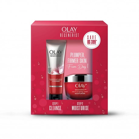 Olay Regenerist Micro Sculpting Day Moisturiser Cream Non SPF 50gm with Cleanser, 100gm