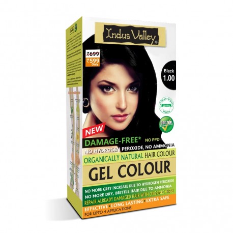 Indus Valley Gel Color For Hair - 20g + 200ml (Black)