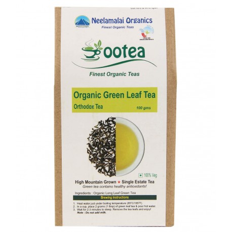 Ootea Certified Organic Long Leaf Green Tea - 100gm (Pack of 10)