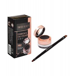 Swiss Beauty 2 in 1 Eyebrow & Gel Eyeliner (Black), 7gm