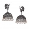 Oxidized Designer Jhumka Earrings (Silver)