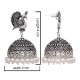 Oxidized Designer Jhumka Earrings (Silver)