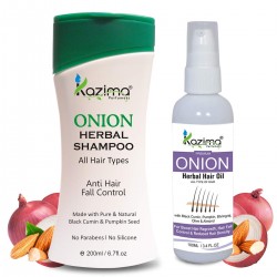 Kazima Combo of Onion Herbal Hair Oil 100ml & Onion Herbal Shampoo 200ml