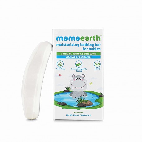 Mamaearth Moisturizing Baby Bathing Soap Bar pH 5.5 with Goat Milk and Oatmeal - 75gm