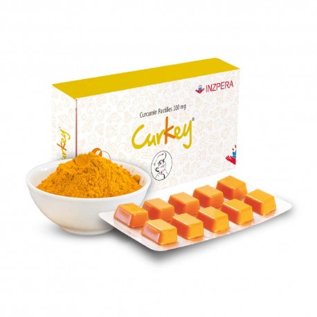 Curkey One strip of 10 pastilles Natural Curcumin Extract from Turmeric Sugar Free (Pack of  3)