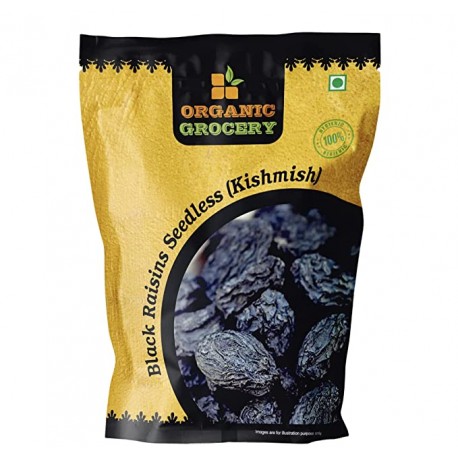 Organic Grocery Seedless Black Raisins - 1kg