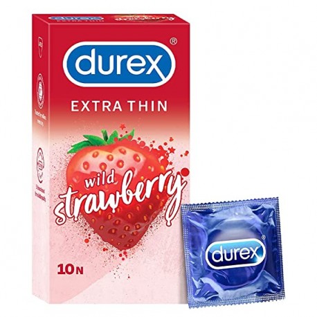 Durex Extra Thin Wild Strawberry Flavoured Condoms For Men
