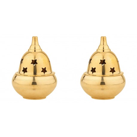Pure Brass Apple Shape Diya with Star Holes (Pack of 2)