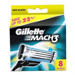 Gillette Mach 3 Manual Shaving Razor Blades Cartridge - 8 pcs