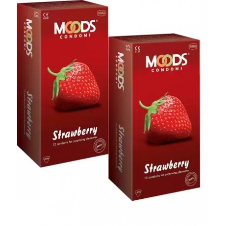 Moods Strawberry Flavour Condom (Pack of 2)