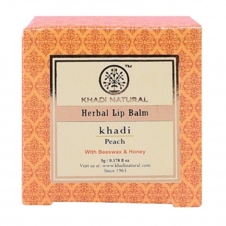 Khadi Natural Peach Lip Balm with Beeswax and Sheabutter, 5gms