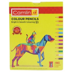 Camel Camlin Kokuyo Half Size Color Pencil with Sharpener - 12 Shades (Pack of 2)